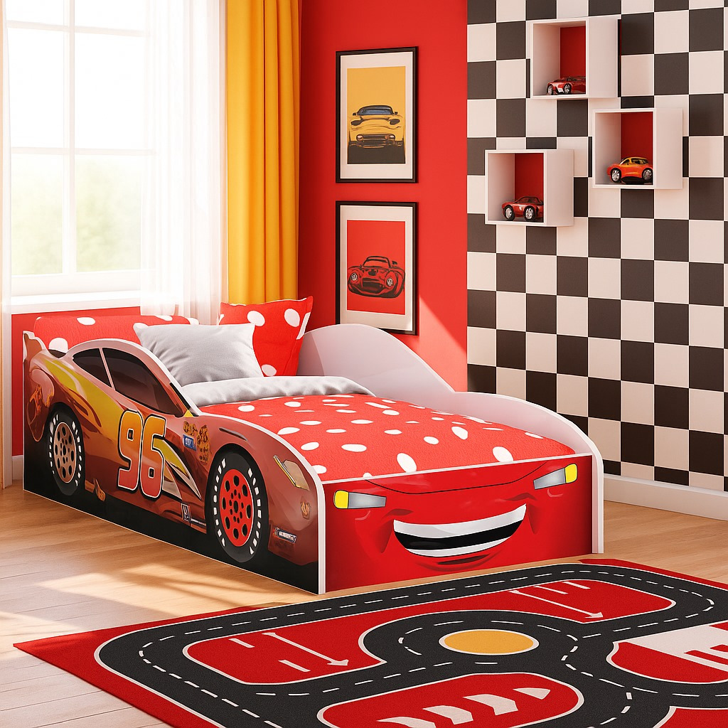 Detalhes do Cama Infantil Carro com Colchão Menino MDF Design Esportivo 155x73cm Diversas Cores