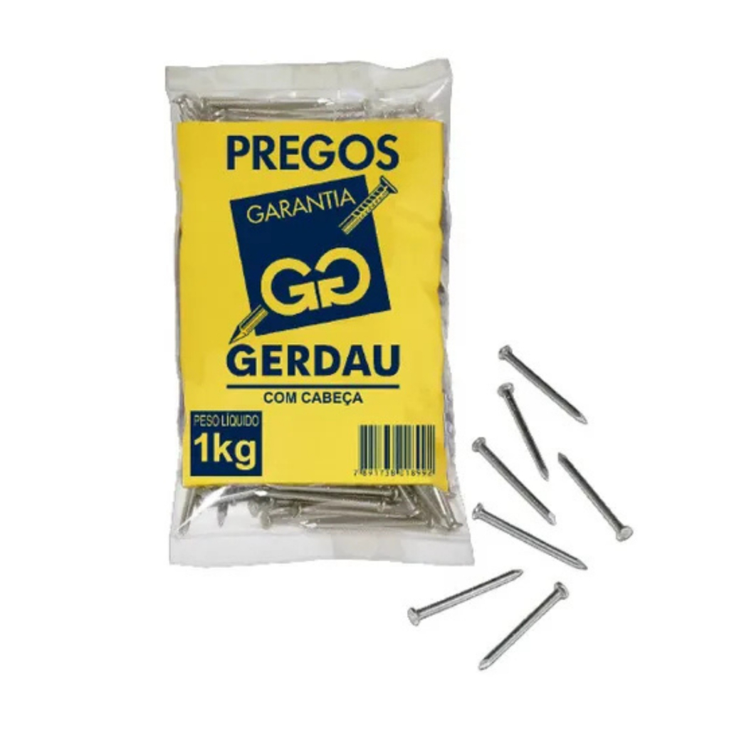 Pregos Gerdau 1kg tamanho 16x24 (2.1/4x12)