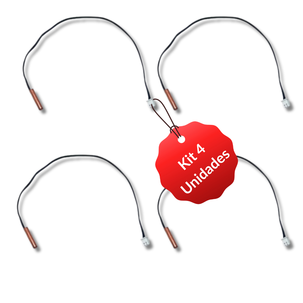 Sensor Ar Condicionado Degelo Serpentina 5K NTC Universal - Kit 4 unidades