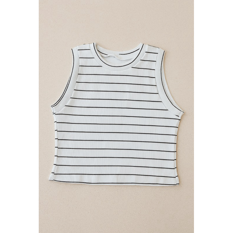 Cropped Regata Canelado Faminina Básica - Gola Redonda Sem Manga/ Blogueira - ( ENVIO IMEDIATO )