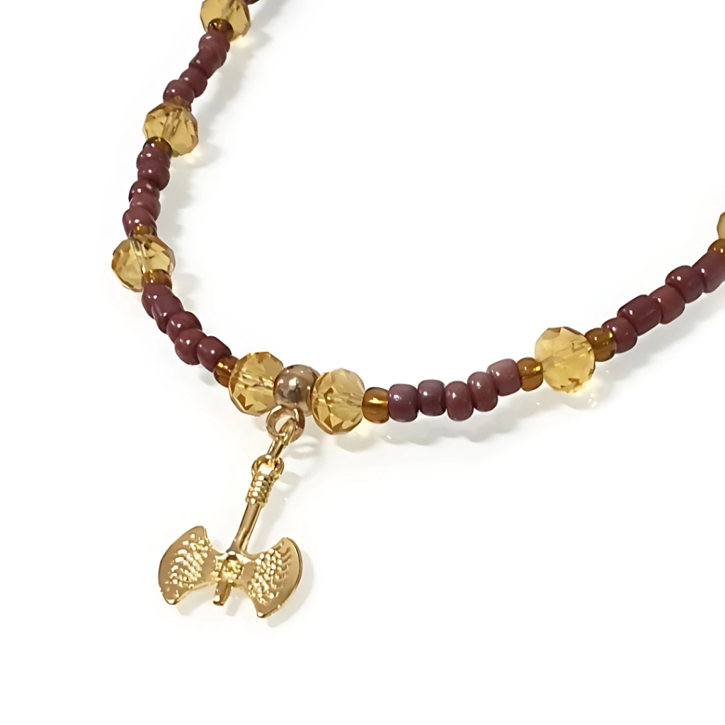 Gargantilha Choker Colar de Xangô Cristal Oxê Sango Xango Machado Dourado Orixá Umbanda Candomblé