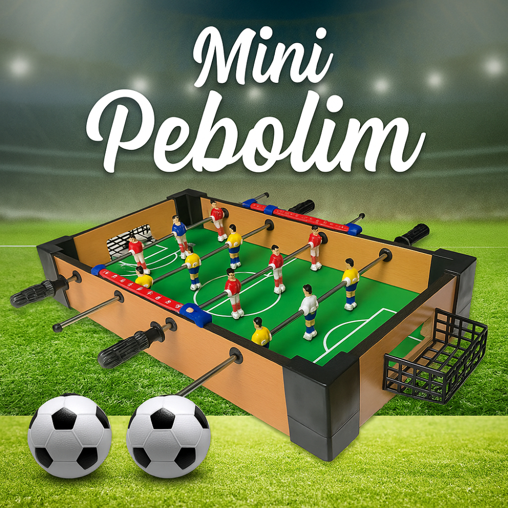 Mini Pebolim Totó Futebol De Mesa 2 Bolas E Placar Portátil