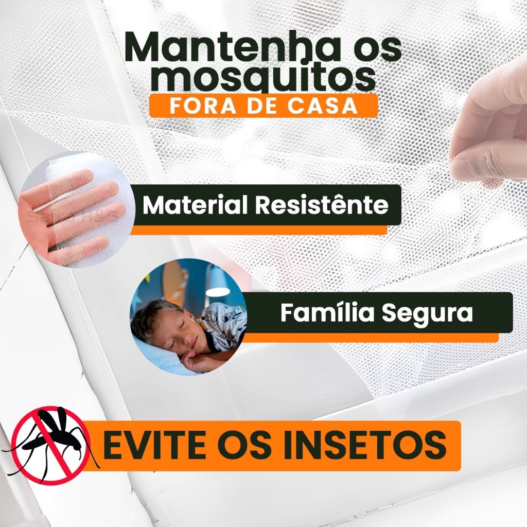 Telas Mosquiteiro 150x180cm Velcro Adesivo Janela Anti Inseto — imagem 2 de 2