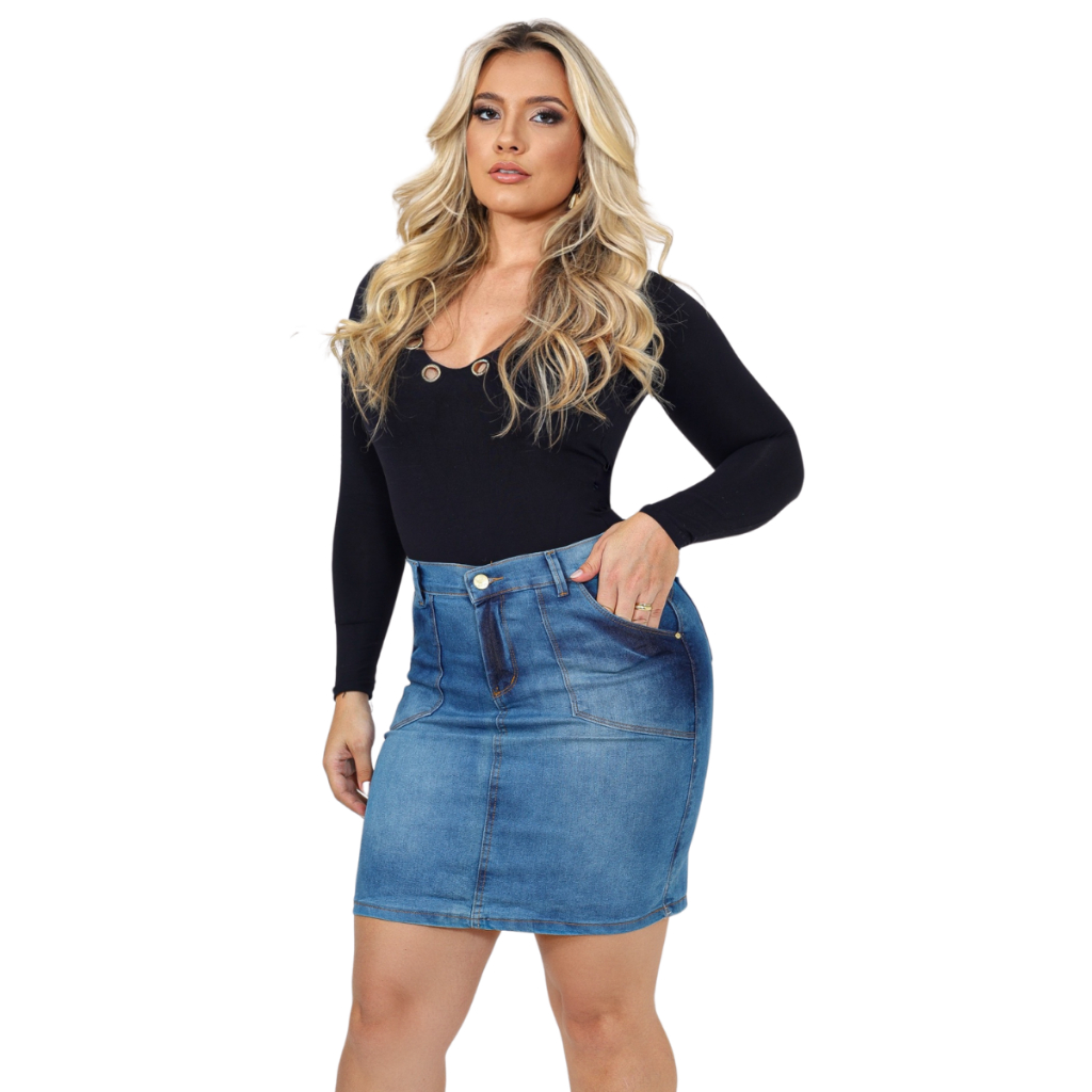 Saias Jeans Feminas Formal Trabalho Lycra Evangélica Veste Muito Bem em Oferta na Shopee