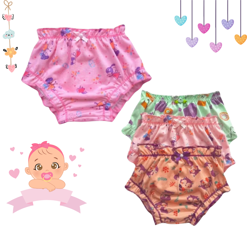 Kit 10 Calcinha Infantil Algodão 2 a 5 Anos em Oferta na Shopee