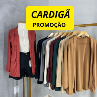 Cardigan Feminino Canelado de Malha Casaco Cardigã Kimono Moda Inverno com Manga Longa Estilo Tricot em Oferta na Shopee