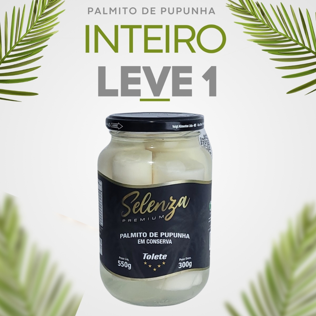 Palmito De Pupunha Inteiro Tolete Corte Nobre Seleção Premium Em Conserva 300g Selenza