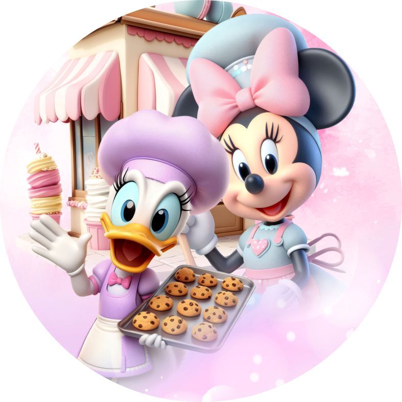 PAINEL REDONDO TECIDO SUBLIMADO minnie confeitaria