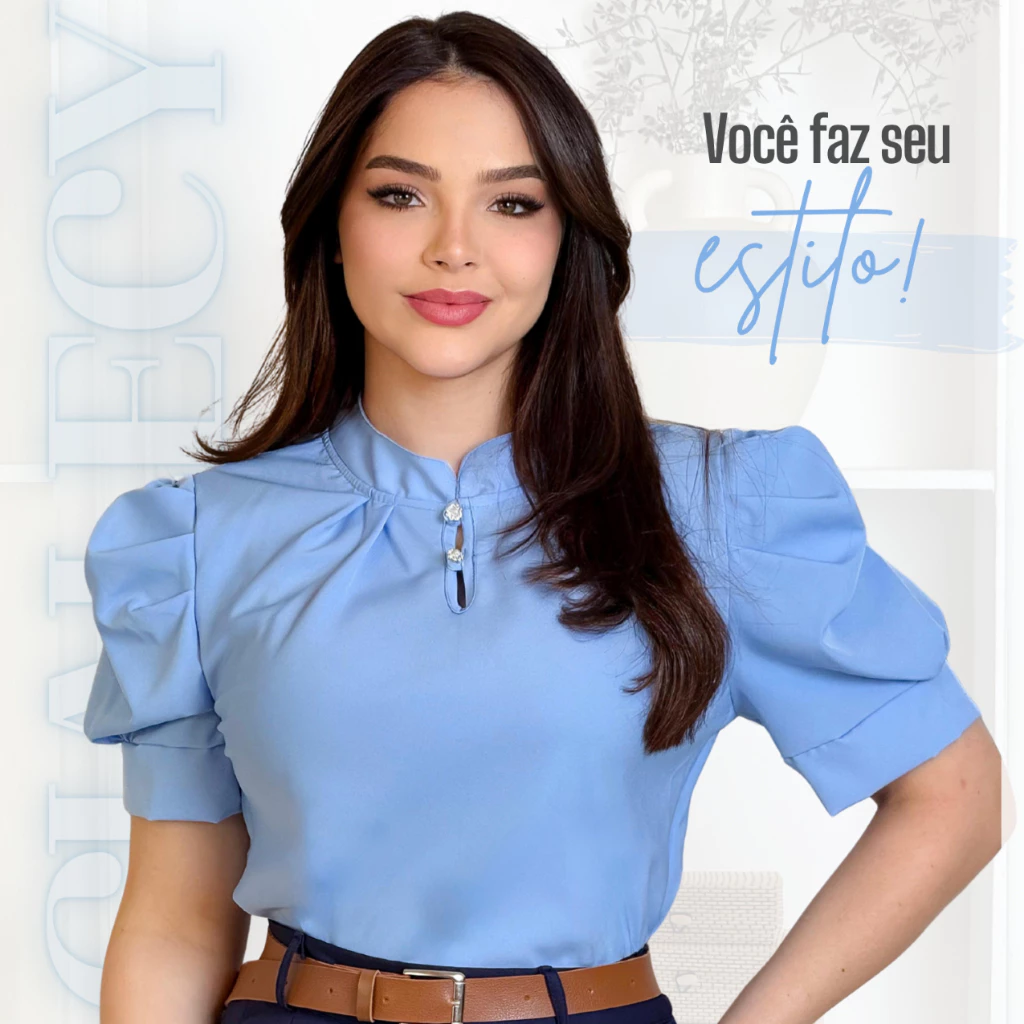 Blusa Manga Curta Lisa Moda Feminina Evangélica Básica Elegante Social Executiva Cheque Soltinha — imagem 1