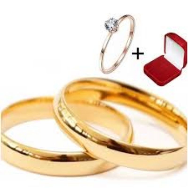 Par de Alianças 4mm Abauladas em Tungstênio Ouro 18k + Solitário + Caixa Luxo
