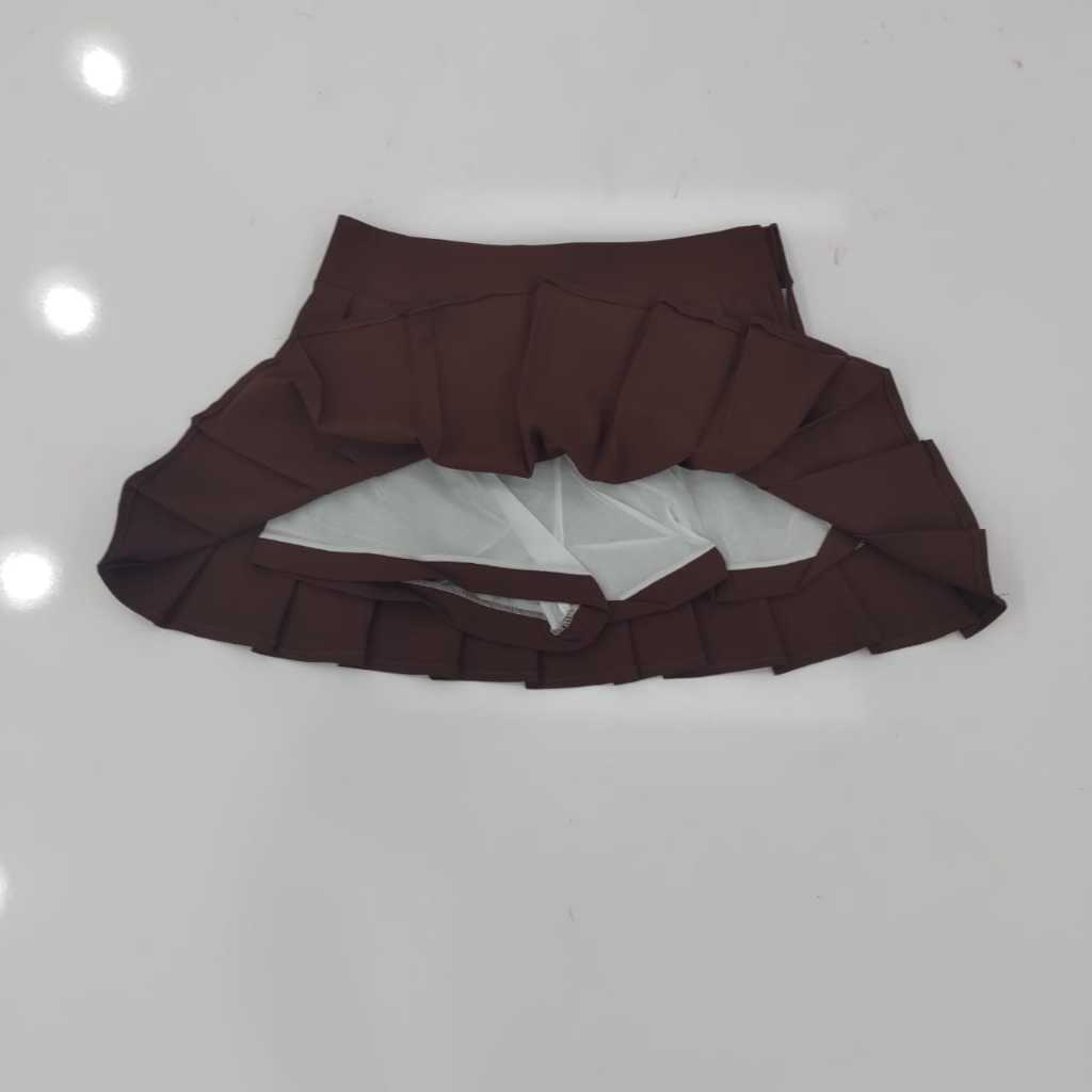 Saias Social Plissada Tamanho Grande Feminina Tecido Marrante Forrada Com Shorts Por Baixo  e Ziper ao Lado