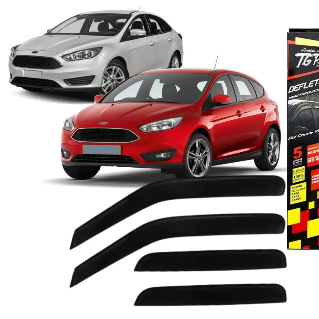 Calha de Chuva Novo Ford Focus Hatch e Sedan 2014 2015 2016 2017 2018 2019 100% Acrílico Fumê TGPoli