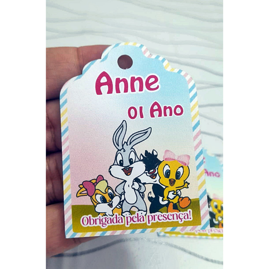 Kit Tag personalizada BABY LOONEY TUNES MENINA - Aplique personalizada para lembrancinhas e sacolinhas