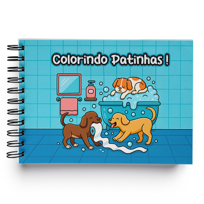 Livro de Colorir Dogs Colorindo Patinhas Capa Duro Acompanha Acetato Proteção Para Adultos e Crianças