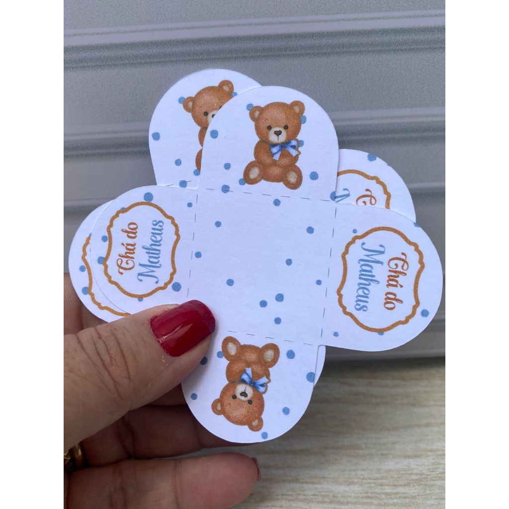 Forminha para doce brigadeiro URSINHO LAÇO AZUL CHÁ DE BEBÊ OU REVELAÇÃO Personalizadas festa