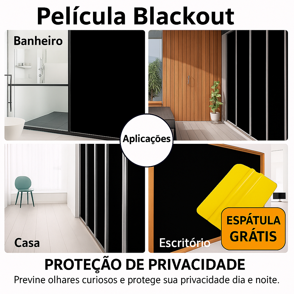 Película Tipo Insulfilm Blackout Unidirecional 75cm – Privacidade + Proteção UV e Bloqueio Solar