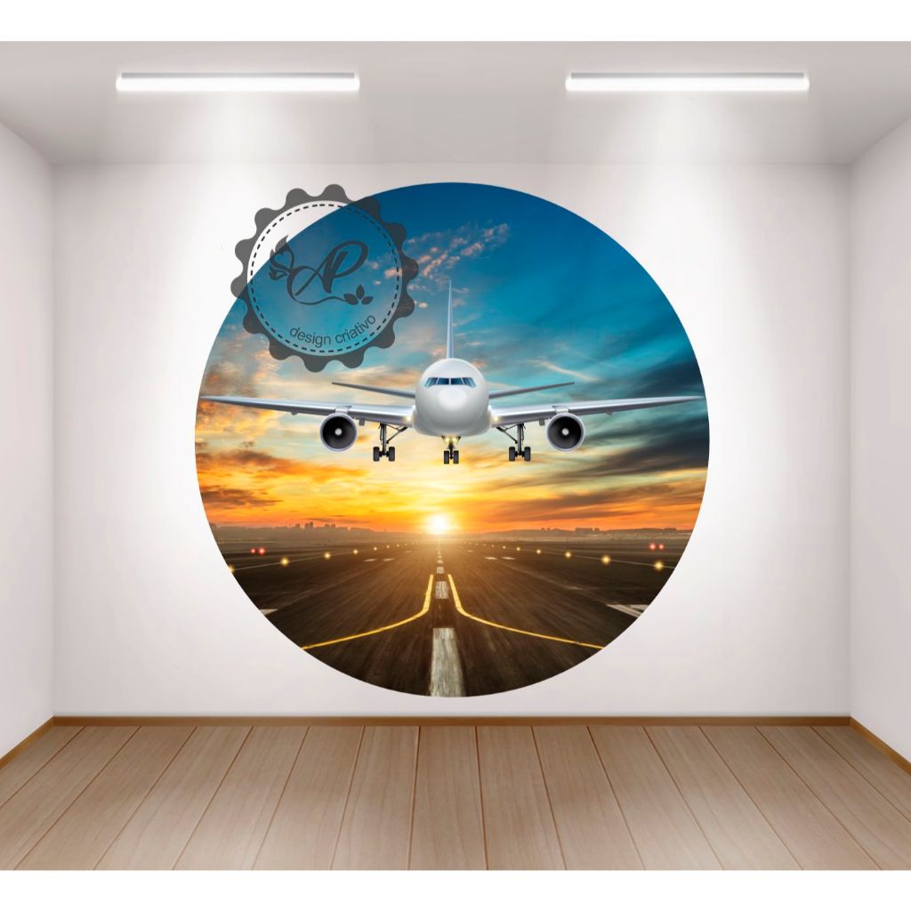 Painel Redondo Tecido Sublimado AVIÃO 1,30