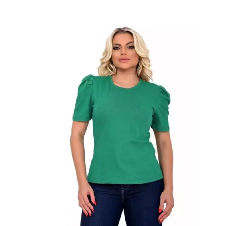 Camisas Feminina Manga Bufante Baby Look Lisa100% Algodão Ótima Qualidade PROMOÇÃO em Oferta na Shopee