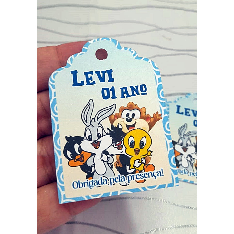 Kit Tag de personalizada BABY LOONEY TUNES MENINO AZUL - aplique tag personalizada para lembrancinhas e sacolinhas