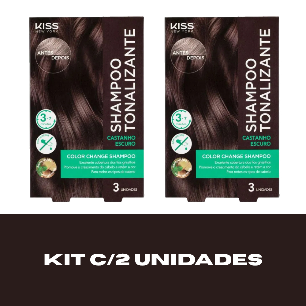 Kit 2 Shampoo Tonalizante Castanho Escuro Kiss New York c/3 unidades em Oferta na Shopee