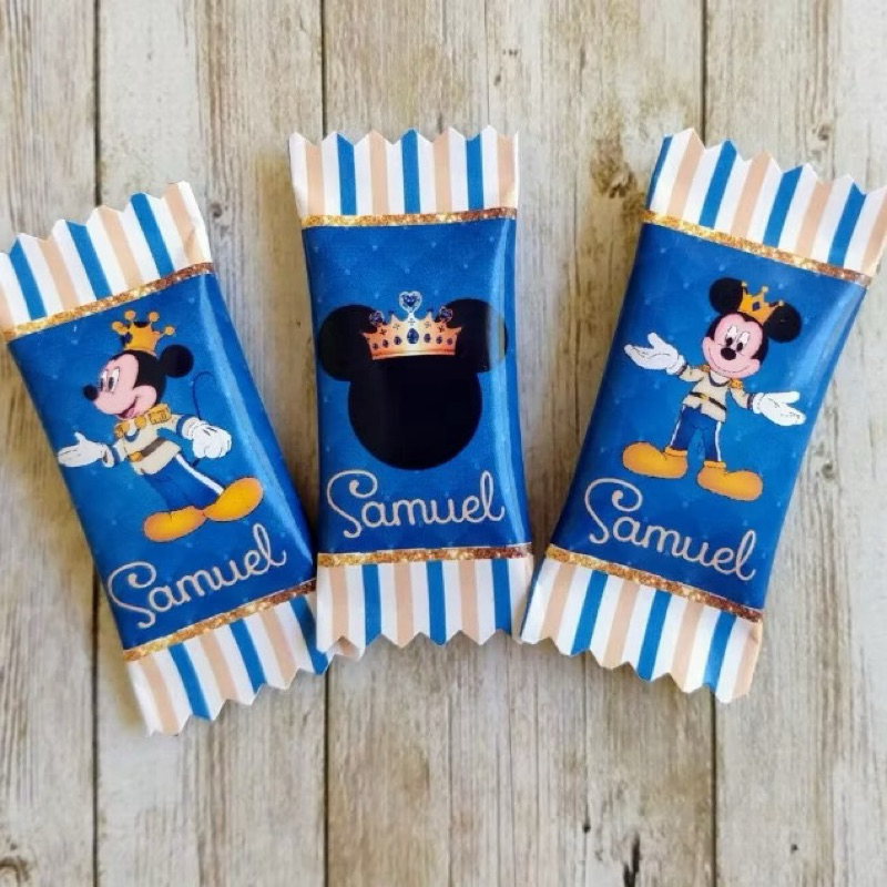 50 balas personalizadas para festa infantil Lembrancinhas - Mickey Realeza (Personalizamos com o nome e a idade