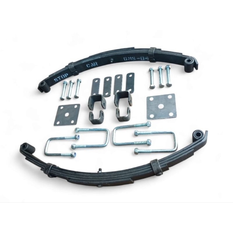 Par de feixe de Molas 5 Lâminas 60cm Reforçada + Kit Fixação para Carretinha e Reboque 800kg feiche feicho mola