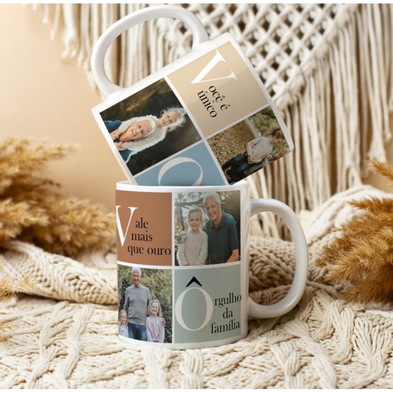 Caneca com Foto Dia dos avós - Presente para avó - Presente para avô - presente para vovô e vovó - mimo para dia dos avó