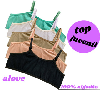Kit Top Juvenil/infantil Com Alças De Sutia Regulavel, 100% algodão direto da fabrica em Oferta na Shopee