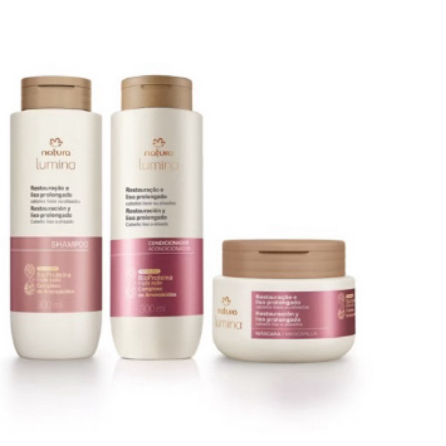 Kit Shampoo, Condicionador e Máscara Lumina para Restauração e Liso Prolongado (3 produtos)