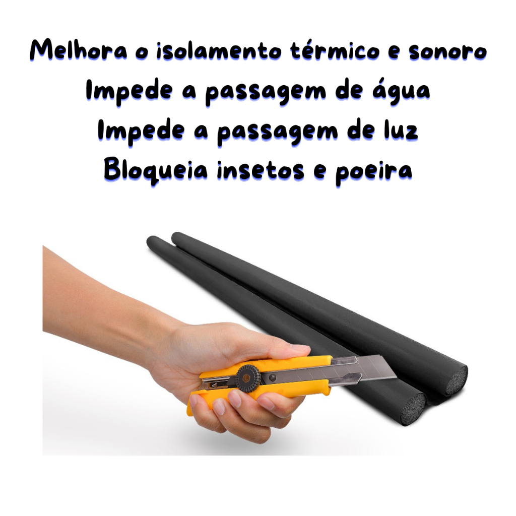 Kit 2 Unidades 90cm Veda Porta Ajustável Protetor Rolinho Impermeável Proteção Dupla Preto — imagem 2 de 2