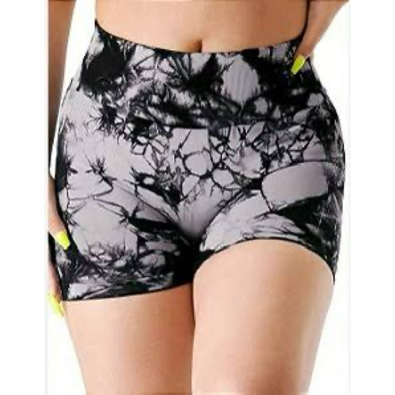 Shorts Legging Feminino Academia Marmorizado Zero Transparencia Cintura Alta