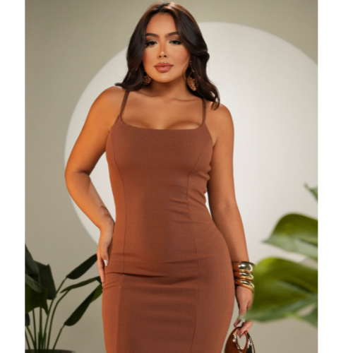 VESTIDO LONGO DE ALÇINHA FEMININO SOLTINHO TENDÊNCIA BLOGUEIRA