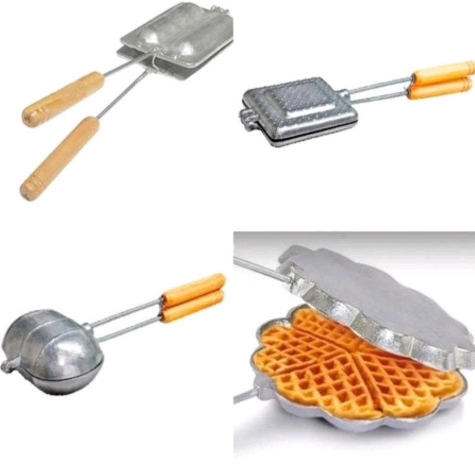 Imagem Kit 4 Formas Sanduicheira Fogão Waffler + Crepe + Bauru + Pão Francês Qualidade [Envio HOJE]