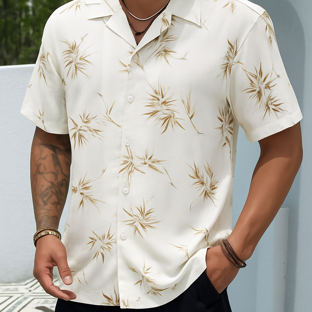 JL  .  Camisas Social Floridas Masculinas Confortável Havaiana Estampadas