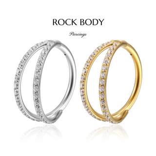 Piercing Argola Segmento Articulado Duas Fileiras Zircônia | Helix, Septo, Rook, Conch, Nariz em Oferta na Shopee