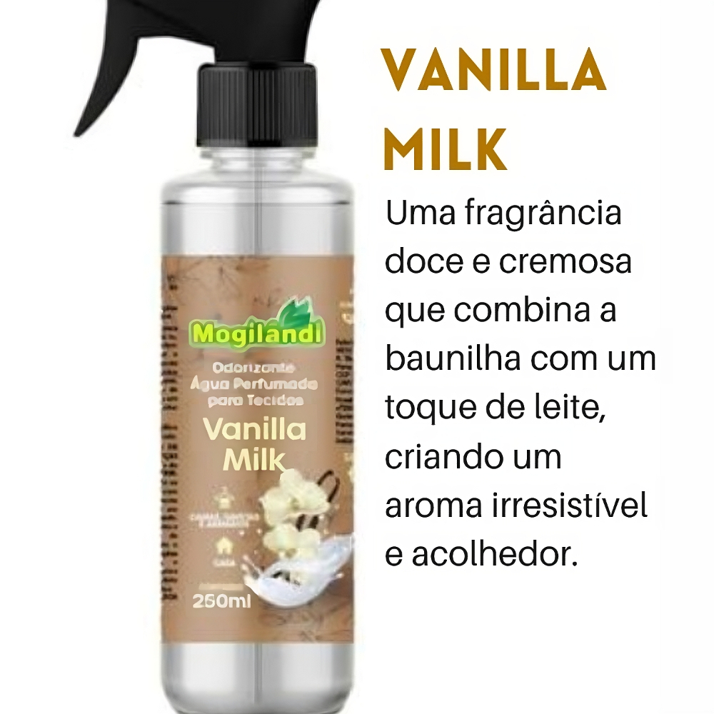 Água de Cheiro Essência de Vanilla Milk  Roupas Tecidos Toalhas Travesseiros Presentes