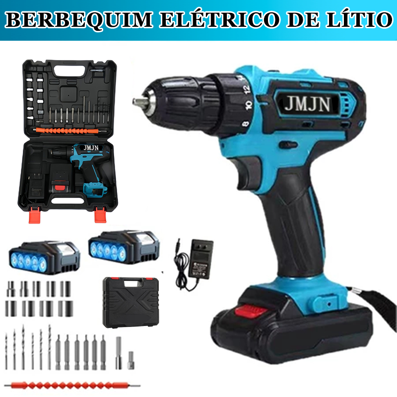 Furadeira Parafusadeira a Bateria 12V ou 48V Recarregável com 1 ou 2 Baterias e Fonte Bivo...
