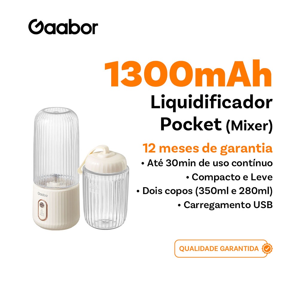 Gaabor copo de liquidificador 350 ml + 280 ml Sem fio e conveniente Bateria de grande capacidade de 1300mAh FP03T -1 em Oferta na Shopee