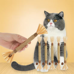 Bastão Mastigável Mordedor Natural para Gato – Limpeza de Dentes e Diversão