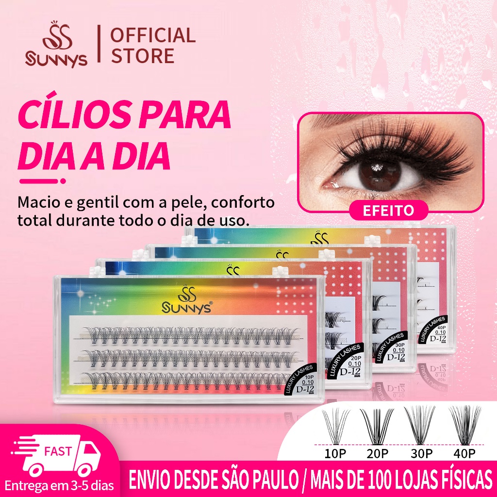 SUNNYS Cílios 10P-40P 0.10D 8-14MM Extensões de cílios Tecnologia exclusiva, macio e leve, alta resistência e não áspero