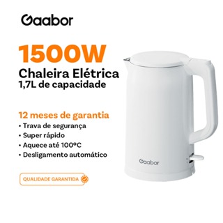 Gaabor Chaleira elétrica 1,7L  resistente ao calor de parede dupla em aço inoxidável Aço inoxidável EK20M-WH01A em Oferta na Shopee