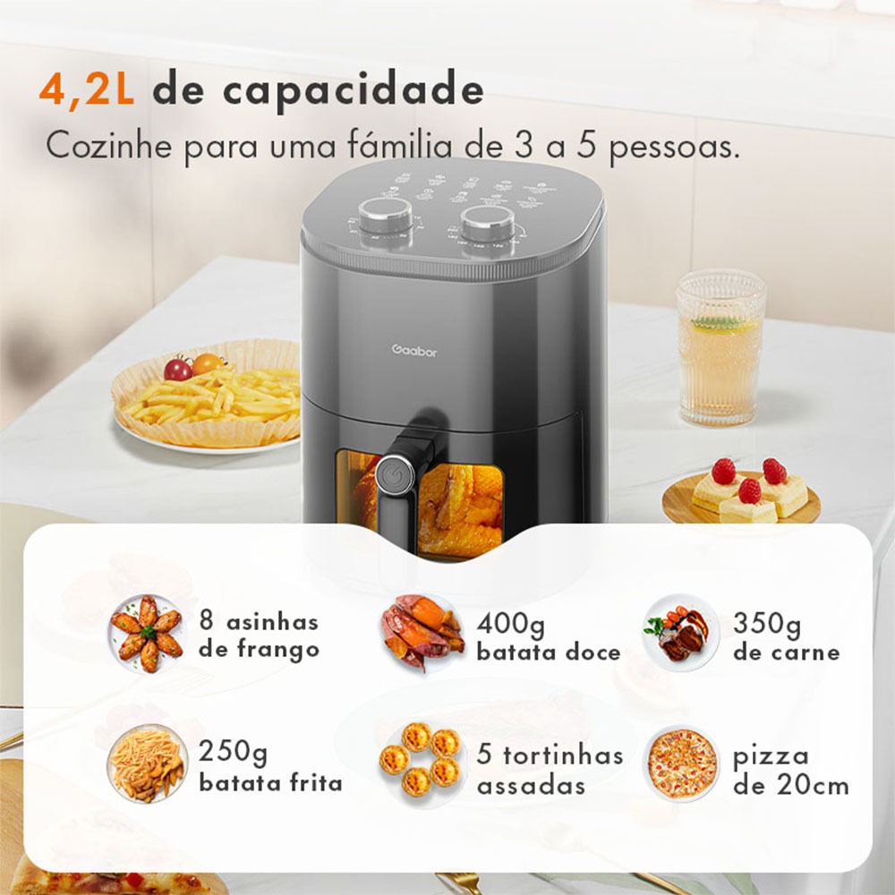Gaabor Air Fryer Sem Óleo 4,2L Duo Analógica com Janela e Visor Transparente AF-45M02A · foto 2