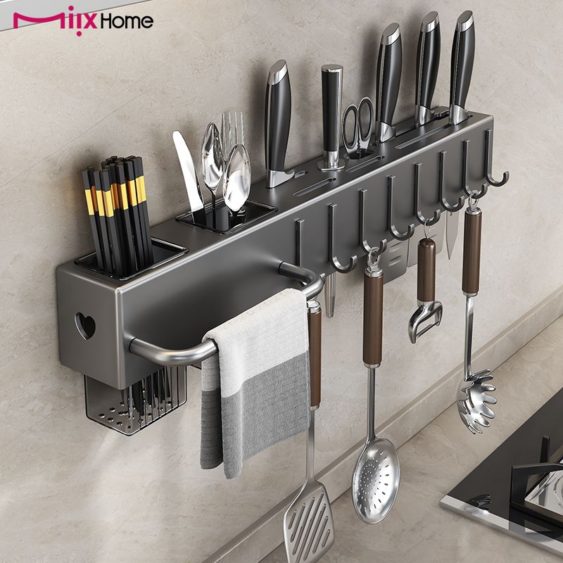 Suporte Para Armazenamento De Facas Ganchos Talheres Utensílios De Cozinha De Ferro 60cm preto