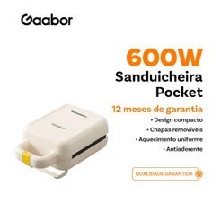 Gaabor Sanduicheira Elétrica Assadeira Removível Antiaderente Portátil de dupla face Lanche Rápido SM60M-WH01A