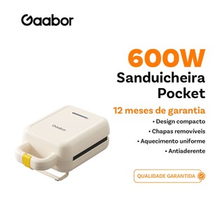 Gaabor Sanduicheira Elétrica Assadeira Removível Antiaderente  Portátil de dupla face Lanche Rápido SM60M-WH01A