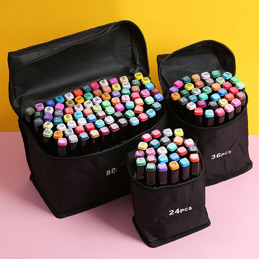 24/36/48/60/80 Cores Caneta Marcadora canetinhas coloridas Kit Com Ponta Dupla/marcador to...