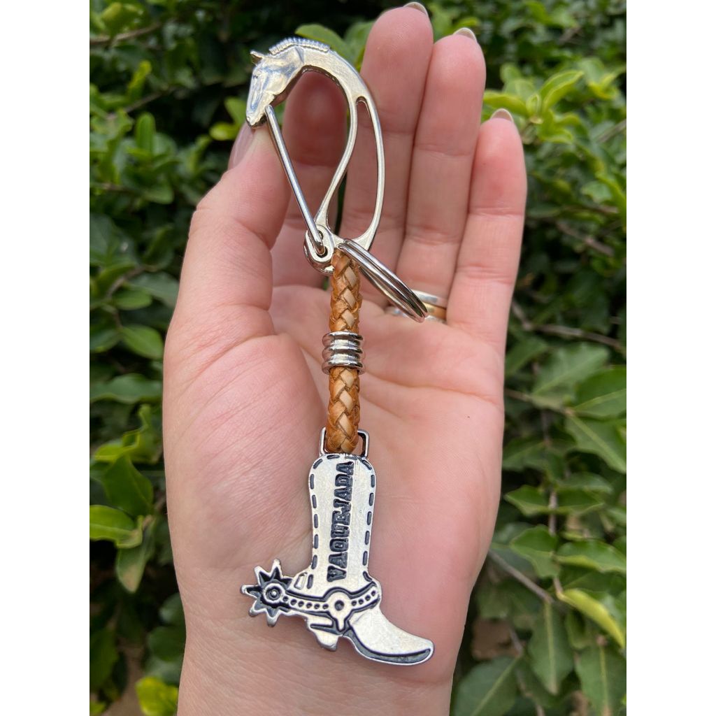 Chaveiro Country de Couro Cru Rustico Artesanal Trançado Pingente Boiadeiro Vaquejada Sertanejo Promoção !!