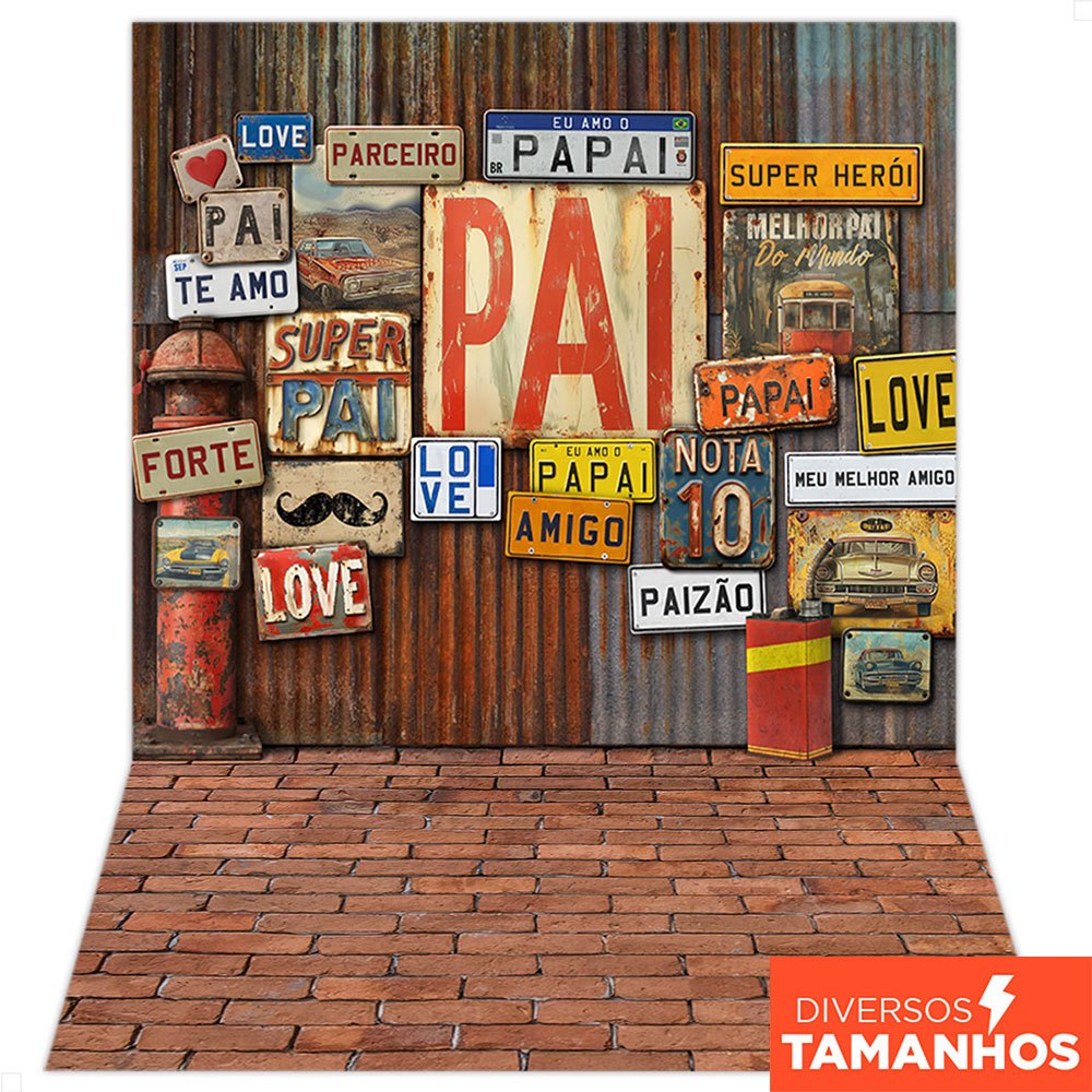 Fundo Fotográfico Dia dos Pais Cenário Garagem Painel Sublimado Em Tecido para Fotos - C-650