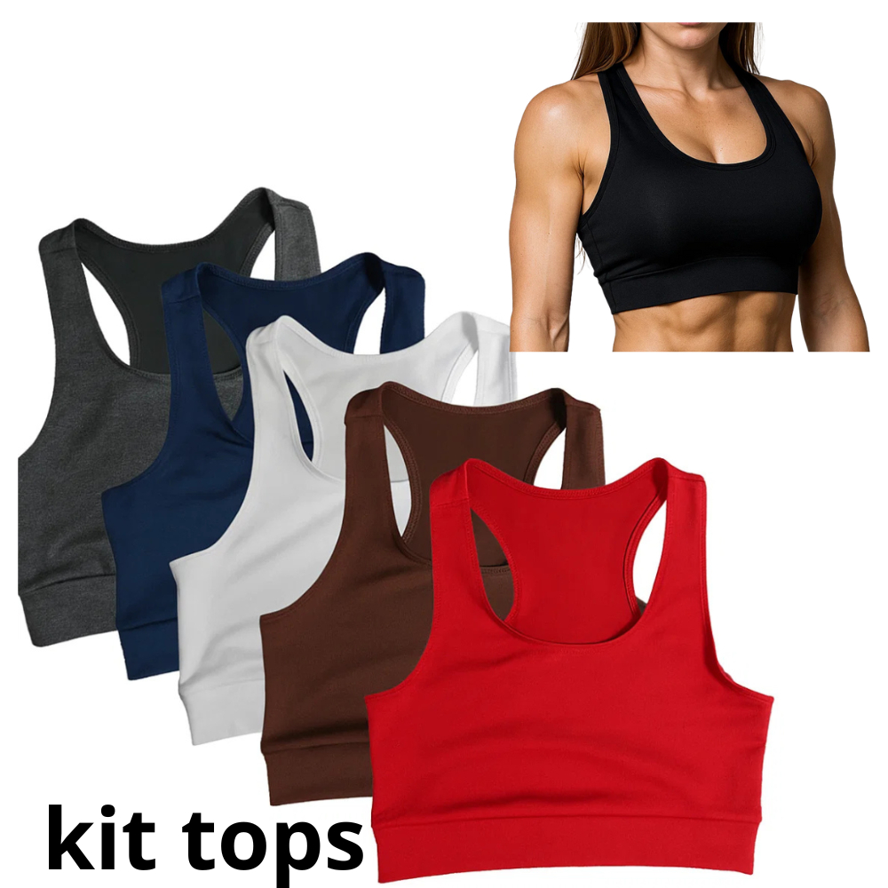 Kit c/ 5 ou 3 Top Nadador Academia Feminino Suplex Confortável Para Treino Musculação e Caminhada