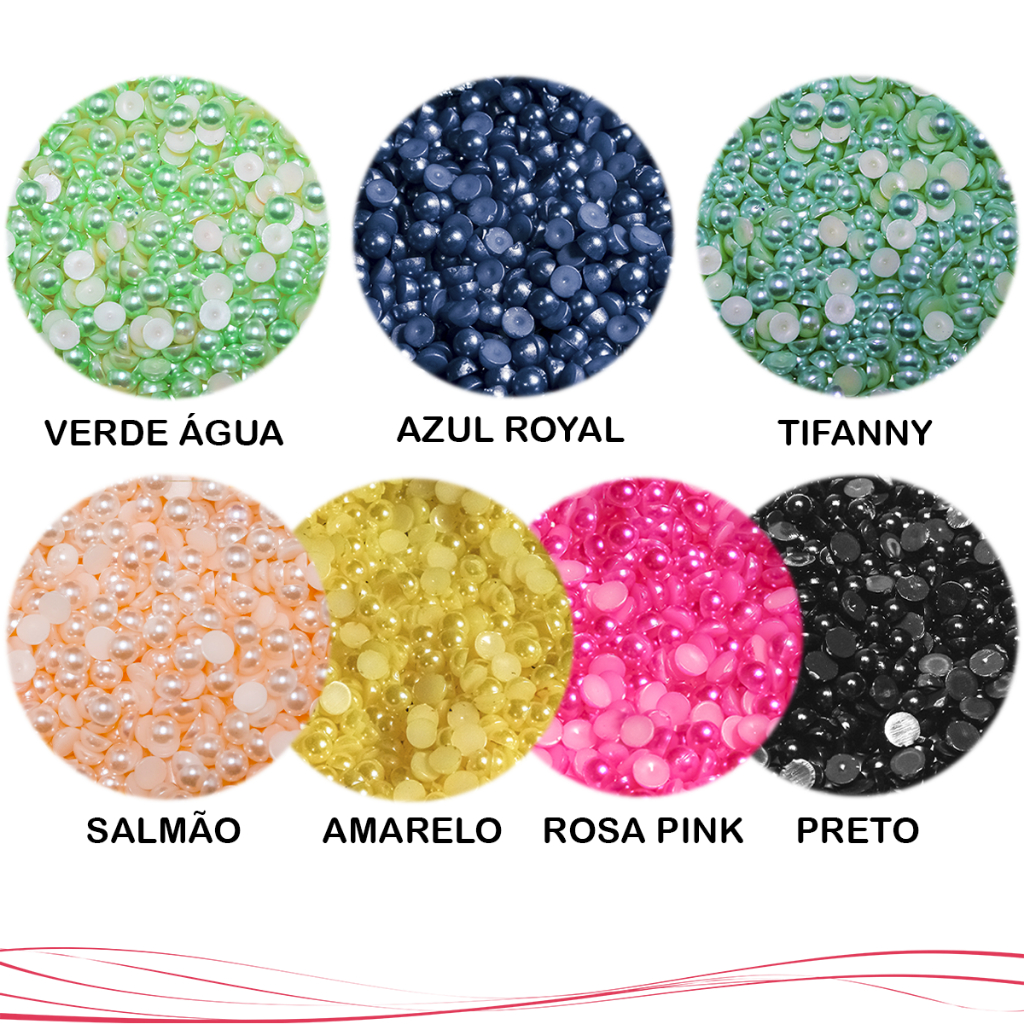 Meia Pérola ABS 8mm Cores Sortidas 500uni Para Artesanato e Customização em Oferta na Shopee